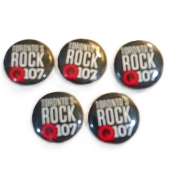 Vintage Pinback‎ Badges. Lot of 5 Toronto's Rock Q107 Radio Station - Picture 1 of 2